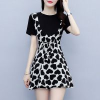 胖人套装短裤女夏季2021新款休闲时尚遮肚减龄显瘦短袖套装两件套 黑色 M (95-110斤)