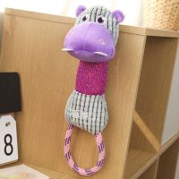 宠物玩具大中小型犬猫骨头耐撕扯咬发声BB叫磨牙棉绳解闷毛绒玩具 菠萝河马