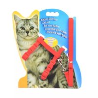 猫咪专用牵引绳拴猫绳溜猫绳子防挣脱宠物胸背带成猫猫链子牵引带 红色[工字型防挣脱]. (1个)