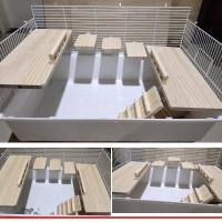 仓鼠金丝熊60×35基础笼实木平台跳板梯DIY套餐(注:套餐没有笼子) 双长方形护栏板套餐