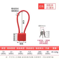 钢丝绳挂锁防盗头盔锁钢缆挂锁柜子长挂锁橱柜文件柜钢丝密码挂锁 20厘米[红色]钢缆锁 3把钥匙