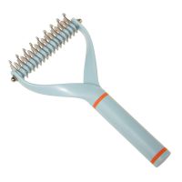 猫梳子去浮毛狗毛梳子狗狗梳子开结梳毛器宠物梳子猫咪梳子去浮毛 [原创设计]白玉蓝 小号