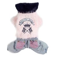 宠物大狗衣服冬装加绒加厚皮草大型犬狗狗四脚服装金毛萨摩耶柯基 粉色 S(2-5斤)