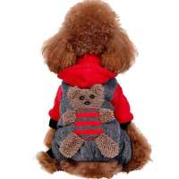狗狗衣服泰迪狗衣服秋冬加厚保暖四脚衣猫咪衣服中小型犬宠物服装 小熊四脚衣-红色 S(适合2-3斤)