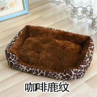 狗窝冬天保暖可拆洗猫窝泰迪金毛宠物窝小型中型大型犬狗垫子狗床 咖啡鹿纹送枕头 47CM(建议3斤内的宠物)