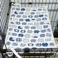 猫笼垫子睡垫猫咪夏天笼子里毯子狗猫夏季薄款凉垫平台垫睡觉凉席 白色和风猫+凉席[双面可用] XS-[40*22CM]