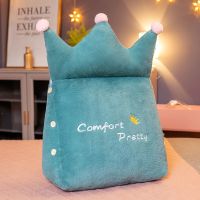 床上靠枕可拆洗抱枕靠垫床头三角靠背枕头飘窗沙发宿舍玩偶大软包 翡翠绿皇冠【仿兔毛】 靠枕40*40cm【带头枕】