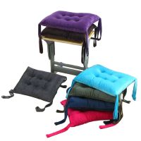 水晶绒坐垫软加厚学生教室板凳小垫子带绑带方凳幼儿园椅垫屁股垫 随机颜色(不好选) 35*24长方形(绑带款)