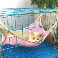 猫吊床挂窝龙猫睡觉吊篮秋千夏季宠物透气网布猫咪吊床笼子用挂床 粉色 S号35*35CM推荐小宠使用