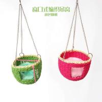 宠物用品吊窝小宠玩具兔子窝兔屋仓鼠小窝松鼠窝龙猫吊床荷兰猪窝 窗口式编织吊窝带棉垫 颜色随机