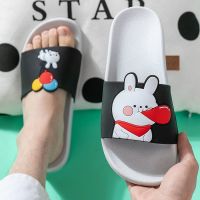 拖鞋女夏厚底家用室内防滑浴室洗澡情侣家居凉拖鞋2021新款男夏天 1701气球兔黑色 42-43(适合41-42的脚穿)