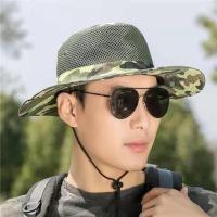 帽子男夏天大沿帽渔夫帽钓鱼防晒遮脸户外钓鱼帽太阳帽女遮阳帽男 9#绿色 均码60cm