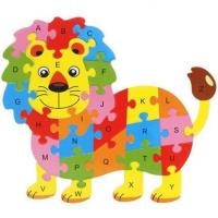 新品木质动物26个字母拼图玩具 拼板积木认知 幼儿童宝宝益智玩具 狮子拼图