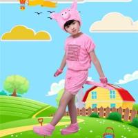 儿童动物演出服大灰狼和三只小猪小狗小羊演出服大灰狼动物表演 粉色小猪 90cm