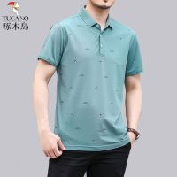啄木鸟 短袖t恤男夏季半袖polo衫男装休闲翻领体恤衫中老年爸爸装 2062绿色 170/88A (100-120斤)