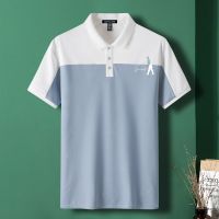 真维斯翻领POLO衫男韩版潮流拼接日系百搭潮牌青少年休闲短袖t恤 蓝色2500 M [关注店铺,享优发货]