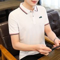 贵族鳄鱼刺绣夏季POLO衫男士短袖T恤潮流翻领宽松大码中青年男装 9978白色 M(90-115斤)