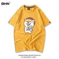 柴帽双全短袖柴犬狗狗印花图案T恤男女潮牌趣味恶搞卡通情侣装夏 姜黄色-柴帽双全 XXL