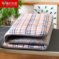 加厚学生宿舍床垫防潮可折叠榻榻米防滑床垫子上下铺单人双人宿舍 网红格子[超软]可折叠 90X190cm[上下铺床]
