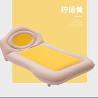汽车车床植绒护头挡充气床 车载旅行后排床垫 车内植绒有档充气垫 多功能特斯林黄色单床面无墩+脚踩泵 135x88x45c