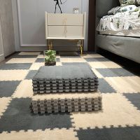 绒毛拼接地垫毯卧室床边毯少女宝宝房间大面积全满铺榻榻米可裁剪 灰5+浅棕5[10片装] 30CM*30CM*0.6CM