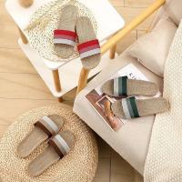 亚麻拖鞋女夏季轻便居家室内情侣平底男女拖鞋静音拖四季棉麻拖鞋 随机一字拖鞋 35-36