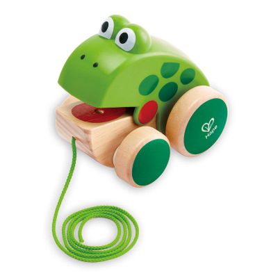 Hape拖拉青蛙儿童宝宝婴幼多功能木制手拉拖拉绳学步玩具E0361 拖拉青蛙