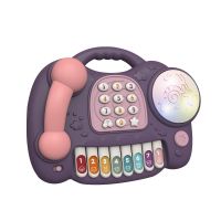 旋转木马婴儿玩具音乐手拍拍鼓益智早教宝宝儿童六3-6个月1岁礼物 钢琴手拍鼓[紫色]无电池