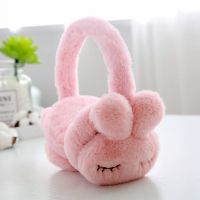 【送围巾】挂耳包护耳罩耳套保暖耳捂耳暖女韩版冬季可爱卡通儿童 眯眼兔粉色 单个耳套