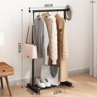 简易衣柜组装挂衣柜家用收纳柜子宿舍落地卧室落地衣架 66cm-黑-精巧款