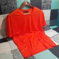 真天丝比桑蚕丝冰爽冰丝滑料中年爸爸男短袖t恤双丝光棉大码半袖 桔红色 O双丝光[57%天丝] 6XL建议230斤以内