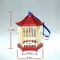 蝈蝈笼批发零售[单笼长8㎝宽8㎝高9㎝] 双笼长14㎝宽8㎝高10㎝ 六角塑顶竹条蝈蝈笼 1个蝈蝈笼
