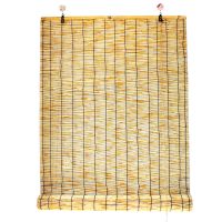 芦苇帘子遮阳帘芦苇窗帘门帘竹帘卷帘芦苇席田园复古帘苇帘 原色黑线 1米宽1米高