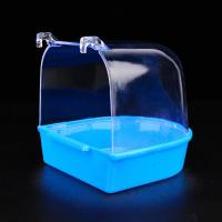 鹦鹉洗澡盆小鸟用沐浴盆虎皮牡丹文鸟绣眼用品用具大号防溅洗澡笼 蓝色 特价1个(9.8元)有加水孔