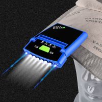 感应夹帽灯头灯夜钓鱼可充电强光超亮LED帽檐头戴式防水上饵灯 超长待电时间长48小时（蓝色）