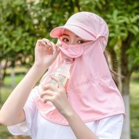 遮阳帽子女2020夏季新款户外防晒太阳帽百搭骑车防风遮脸防紫外线 粉色两用(可做披肩)