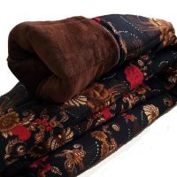 老年人棉裤女冬加绒加厚三层保暖东北妈妈高腰宽松奶奶驼绒棉裤男 花开富贵 小码2XL(参考90-115斤)