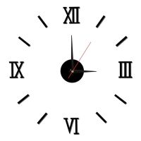 创意时钟挂墙罗马艺术钟表免打孔简约壁钟客厅表 diy贴墙静音挂钟 黑 罗马款*14英寸