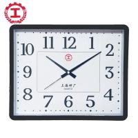 上海工字牌长方形客厅日历简约创意静音挂钟卧室时尚钟表家用时钟 黑色 36*29厘米