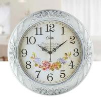 圆形欧式静音钟表客厅时钟卧室挂钟时尚石英钟现代挂表 39cm象牙白1027 经典静音机芯