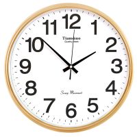 天朔石英钟钟表静音挂钟客厅家用简约表现代时钟创意卧室时尚挂表 尊贵金色 23cm小圆-送电池A