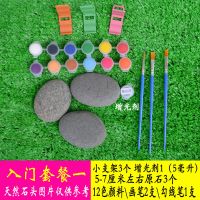 彩绘石头DIY手绘天然鹅卵石原石儿童绘画石画画石头卡通创意石 入门套餐一