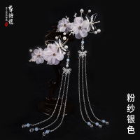 仙气汉服头饰蜻蜓发夹古风发饰女全套配饰流苏步摇发簪子古装饰品 银色一对