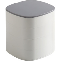 旋转多层首饰盒耳饰收纳盒手饰耳钉耳环项链饰品架防尘盒子小精致 白灰色