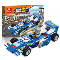 拼插乐高积木儿童益智组装拼装飞机坦克赛车玩具男孩子小盒装颗粒 闪电F1赛车[112片]
