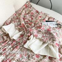 温柔人间宝藏 碎花雪纺不规则开叉半身裙a字短裙女夏季 红色半身裙 XS