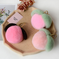 人间水蜜桃獭兔毛皮草桃心挂件包包挂件粉嫩桃子车钥匙扣礼物 20个起批联系客服