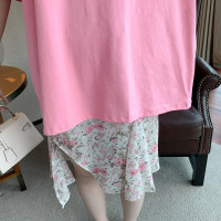 张涩涩zss 温柔人间宝藏 碎花雪纺不规则开叉半身裙a字短裙女夏季 红色 XS