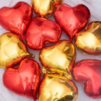 爱心气球心形铝箔铝膜表白告白气球婚庆结婚婚房布置生日装饰用品 铝膜心形[金色+红色]30个