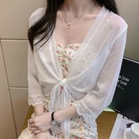防晒衣雪纺开衫女短款小披肩夏季配吊带裙子外搭薄款外套洋气上衣 白色 #658【高品质】 S 【75-90斤】